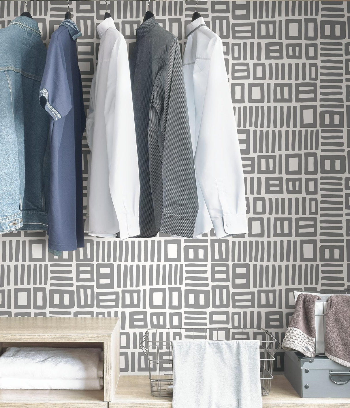 York Grey Traverse Peel & Stick Wallpaper
