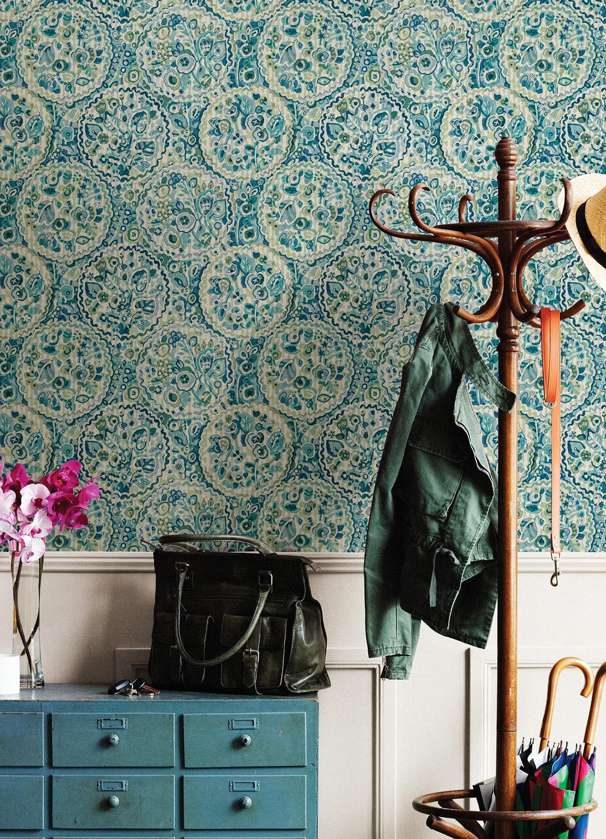 York Teal Camille Peel & Stick Wallpaper