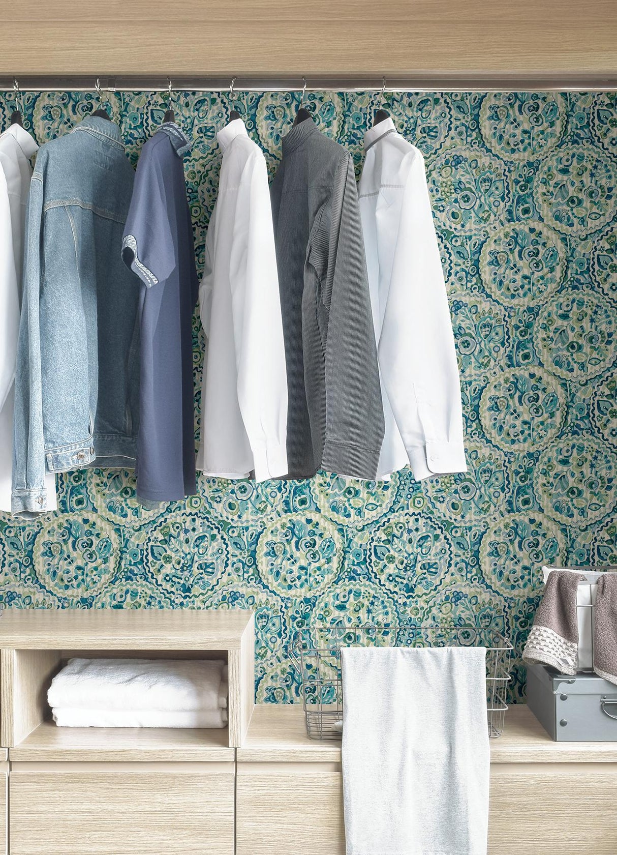 York Teal Camille Peel & Stick Wallpaper