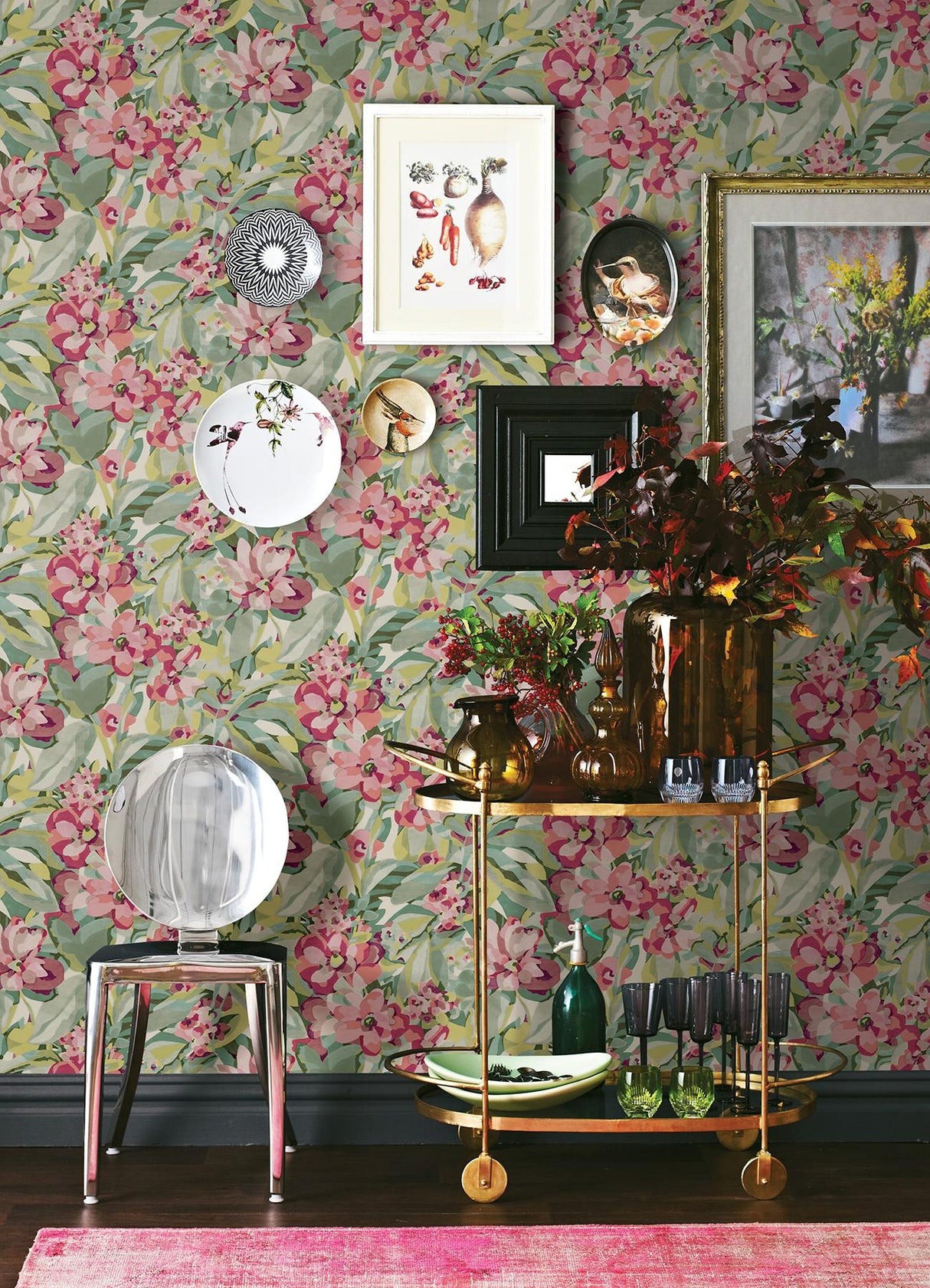 York Wine Belles Fleurs Peel & Stick Wallpaper