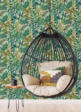 York Turquoise Feuilles Peel & Stick Wallpaper