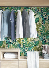 York Turquoise Feuilles Peel & Stick Wallpaper