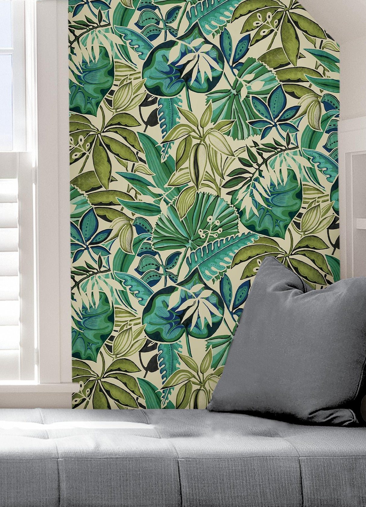 York Turquoise Feuilles Peel & Stick Wallpaper