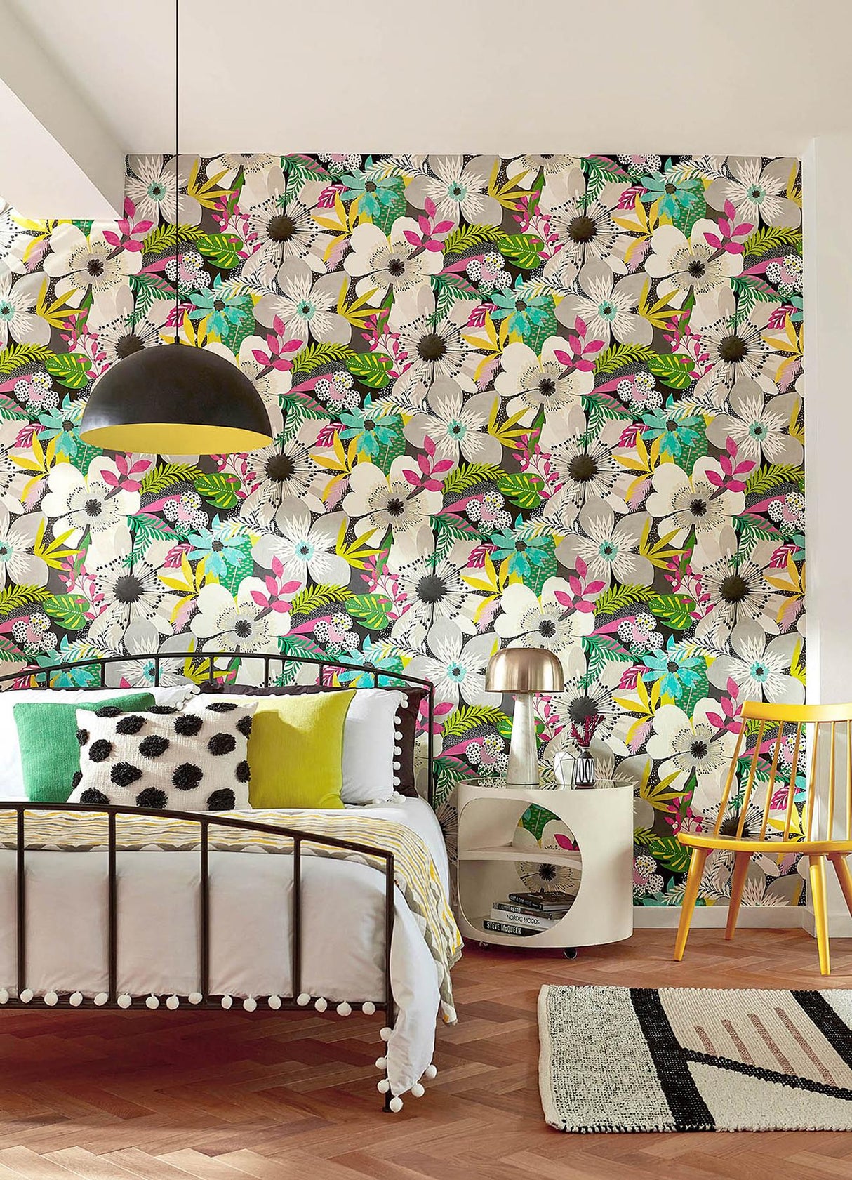 York Janis Charcoal Floral Riot Wallpaper