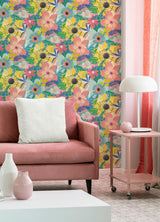 York Janis Pastel Floral Riot Wallpaper