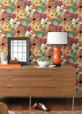 York Janis Olive Floral Riot Wallpaper