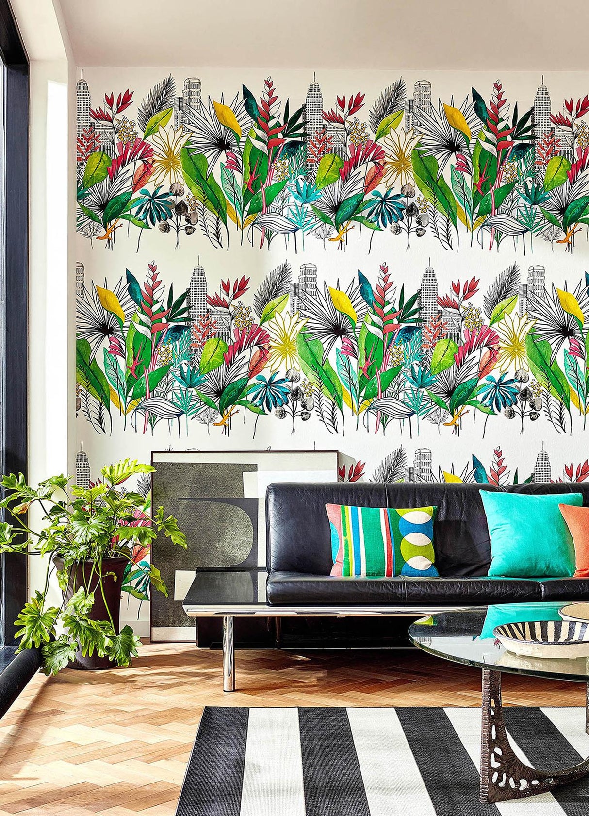 York Sierra Multicolor Urban Tropic Wallpaper