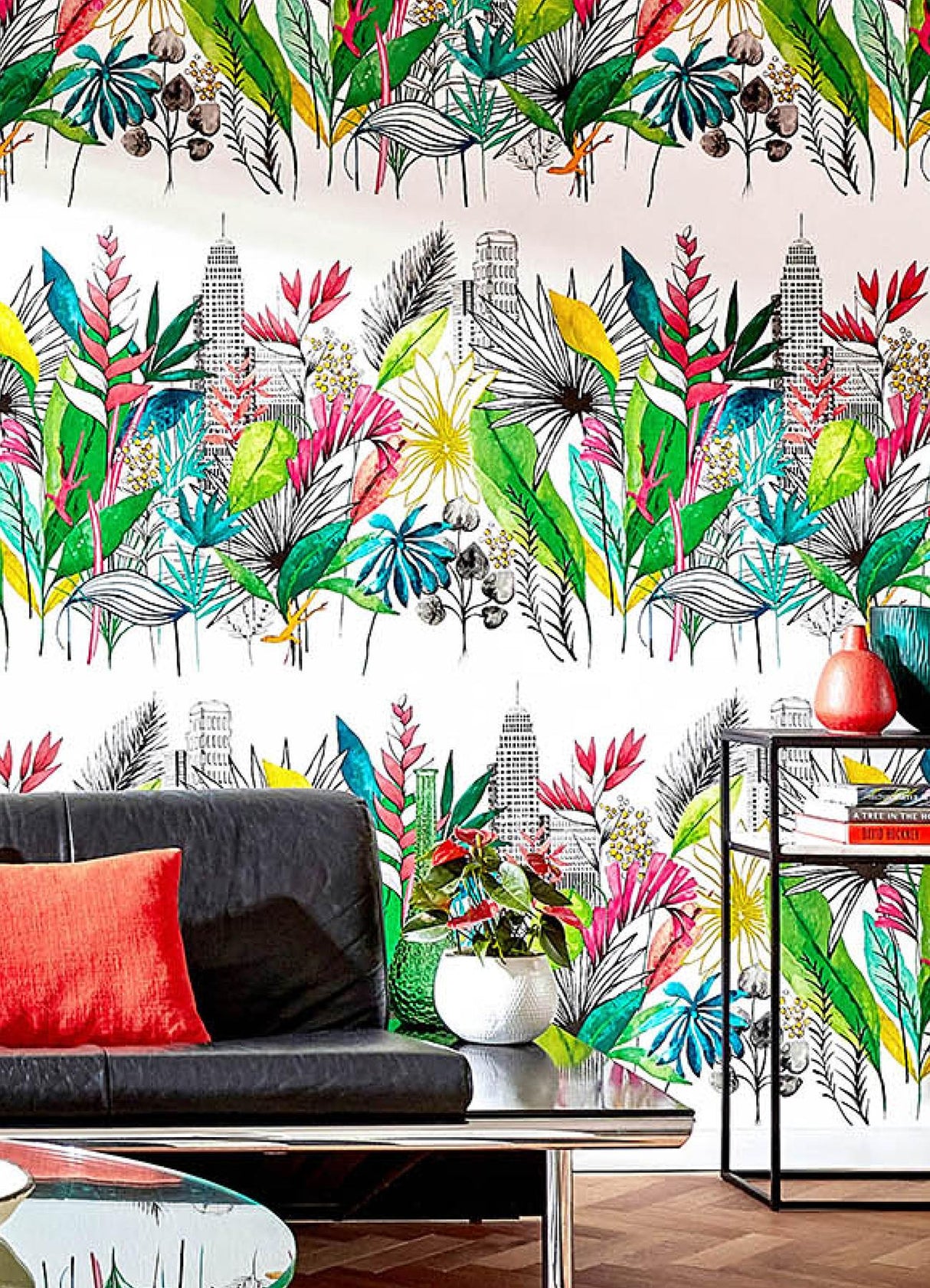 York Sierra Multicolor Urban Tropic Wallpaper