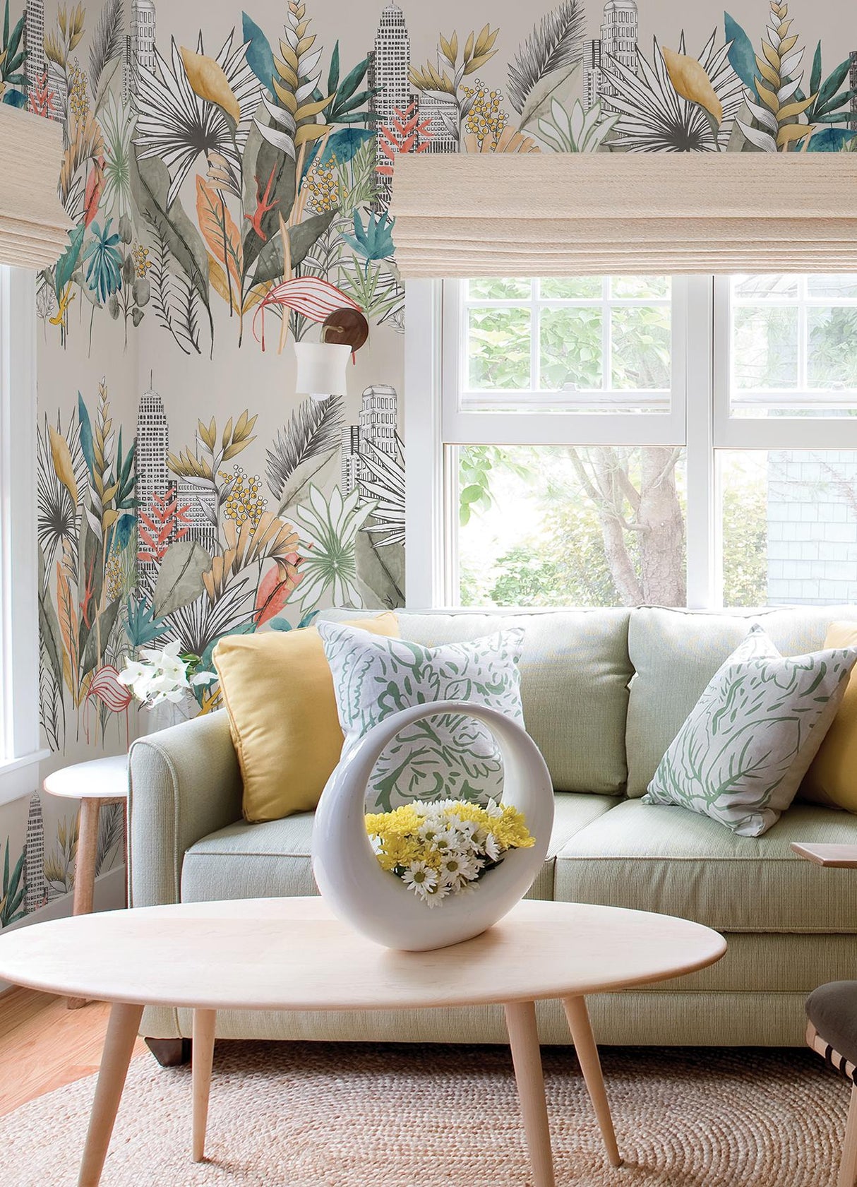 York Sierra Neutral Urban Tropic Wallpaper