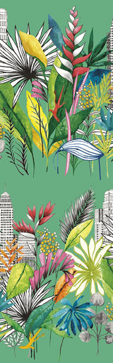 York Sierra Green Urban Tropic Wallpaper