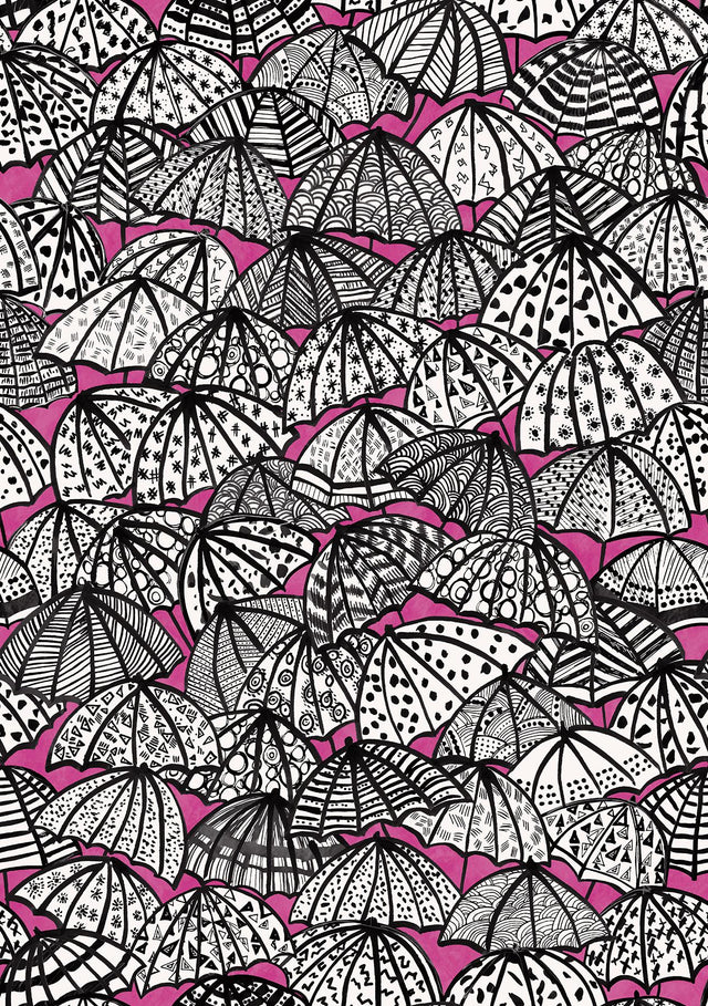 York Dara Raspberry Jolly Brollies Wallpaper