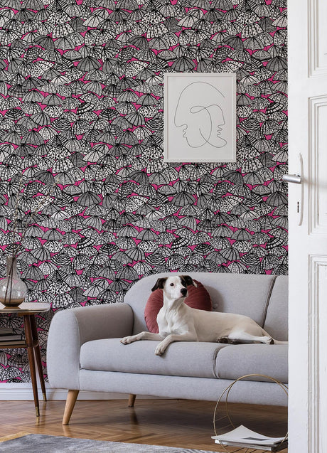 York Dara Raspberry Jolly Brollies Wallpaper