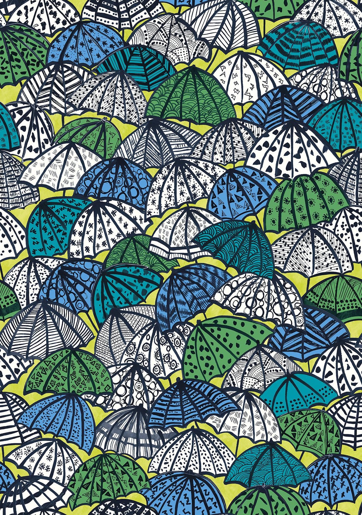 York Dara Chartreuse Jolly Brollies Wallpaper