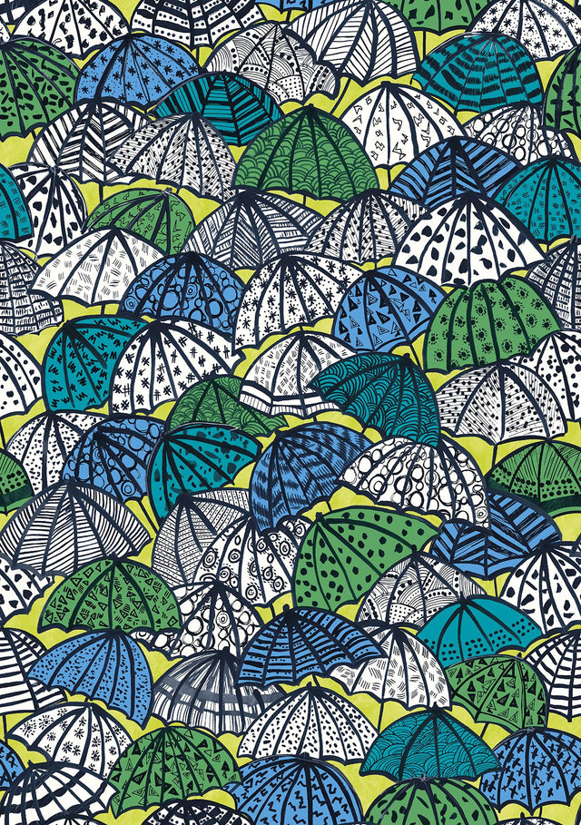 York Dara Chartreuse Jolly Brollies Wallpaper