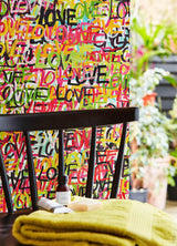 York Indio Chartreuse Love Scribble Wallpaper