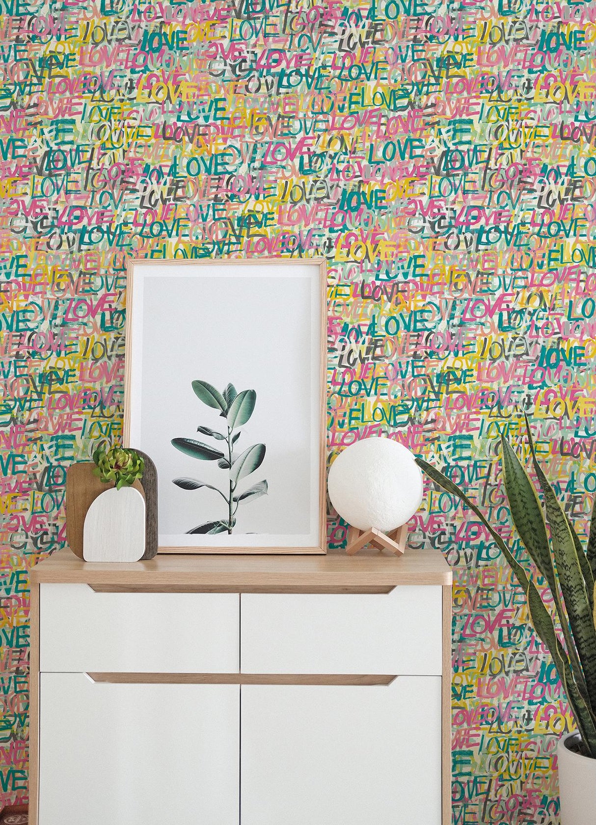 York Indio Pastel Love Scribble Wallpaper