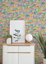 York Indio Pastel Love Scribble Wallpaper