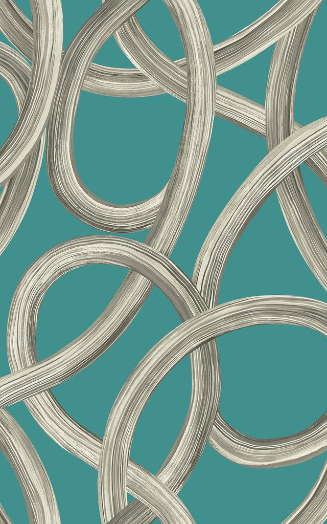 York Calix Turquoise Twisted Geo Wallpaper