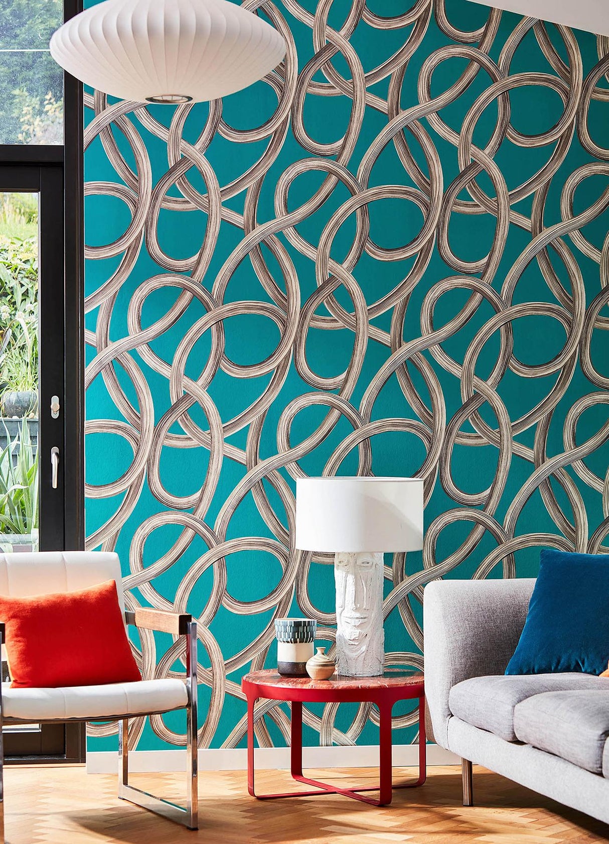 York Calix Turquoise Twisted Geo Wallpaper