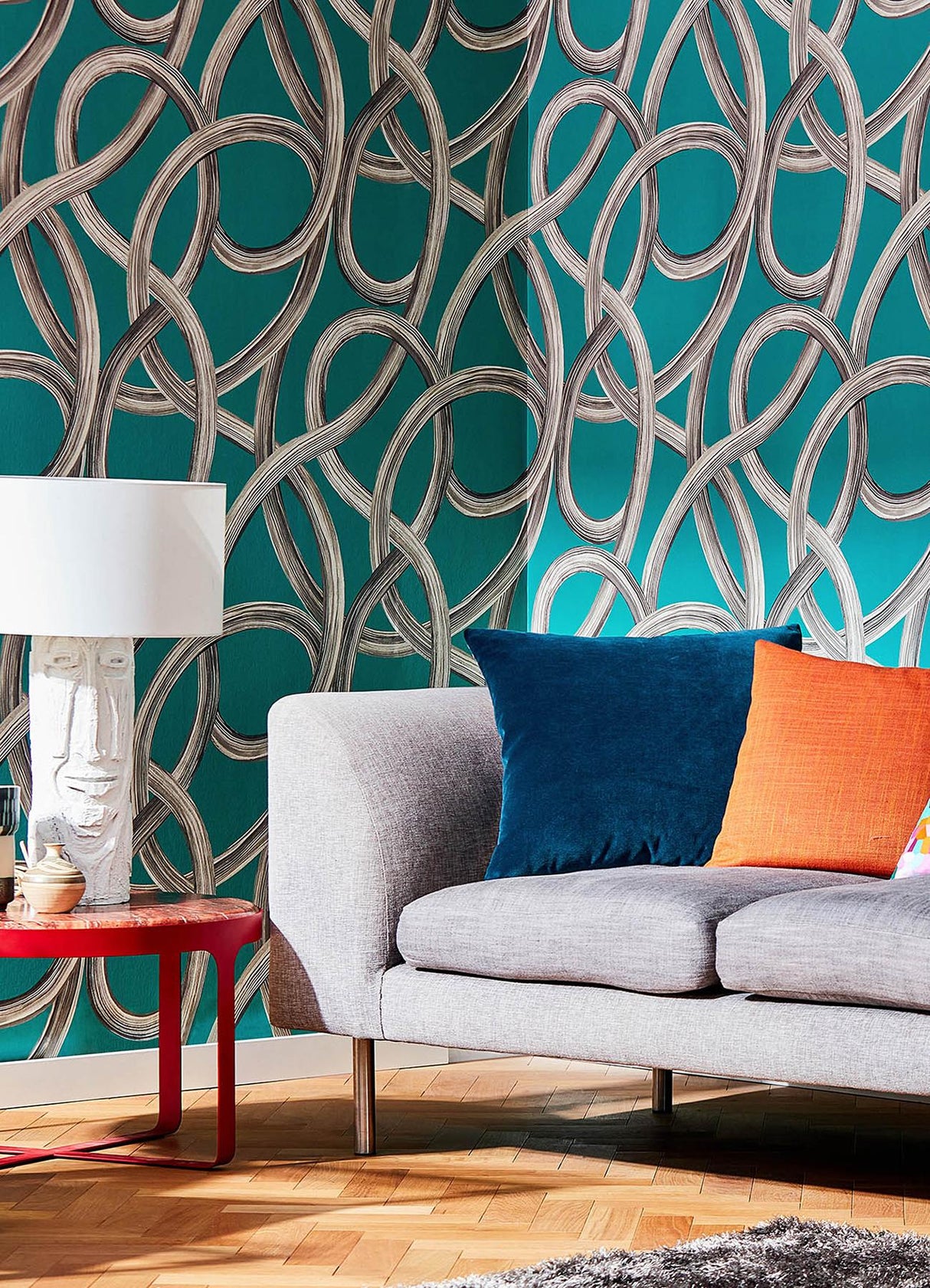 York Calix Turquoise Twisted Geo Wallpaper