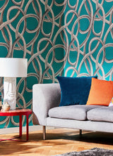 York Calix Turquoise Twisted Geo Wallpaper