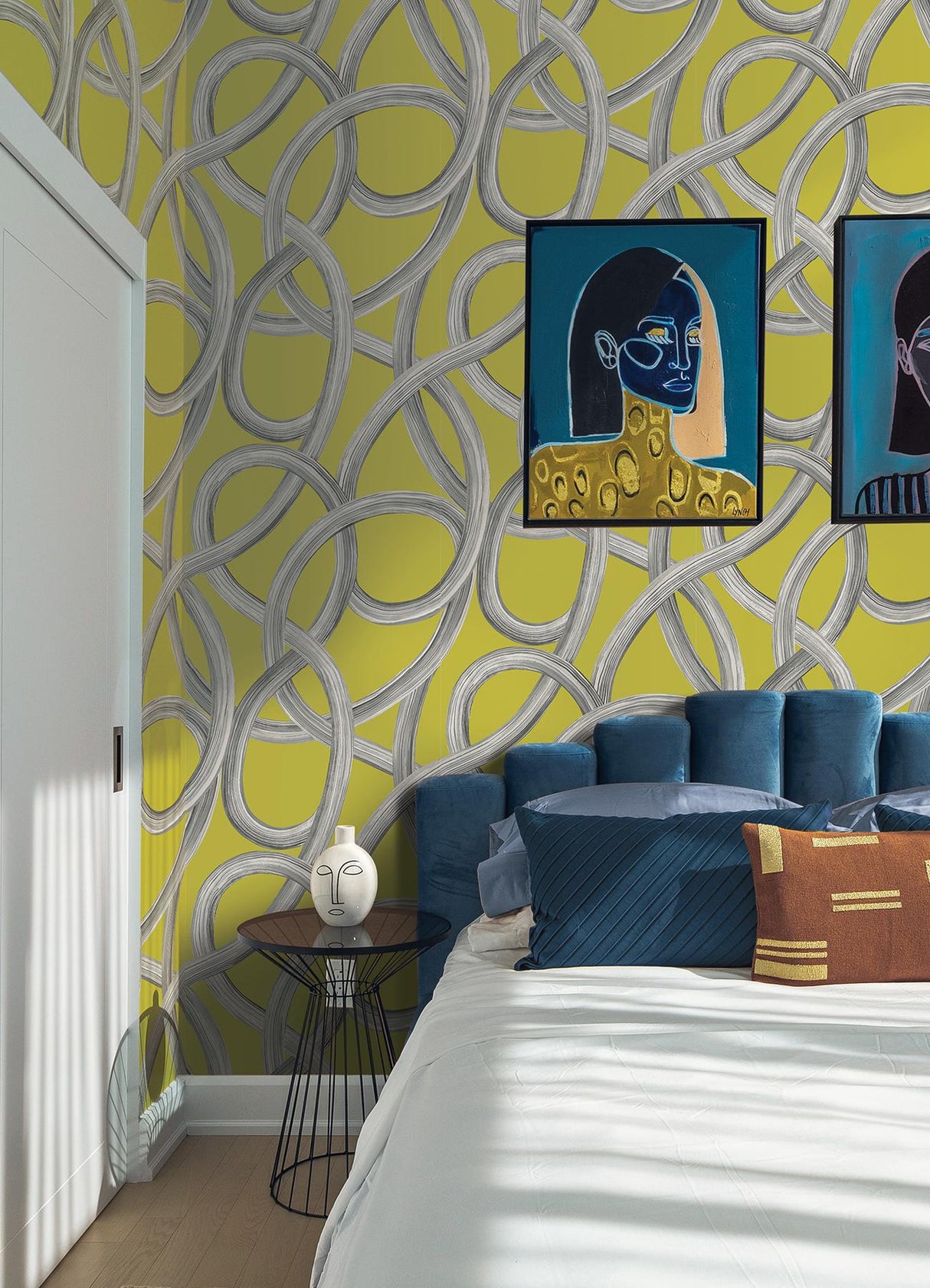 York Calix Chartreuse Twisted Geo Wallpaper