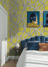 York Calix Chartreuse Twisted Geo Wallpaper