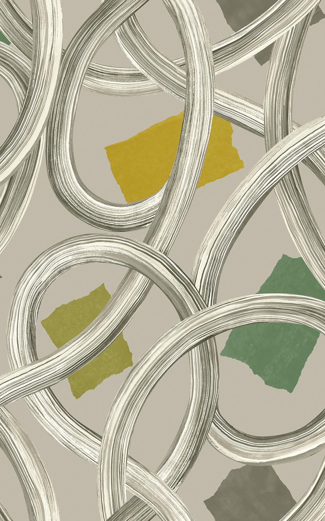 York Calix Grey Twisted Geo+ Wallpaper