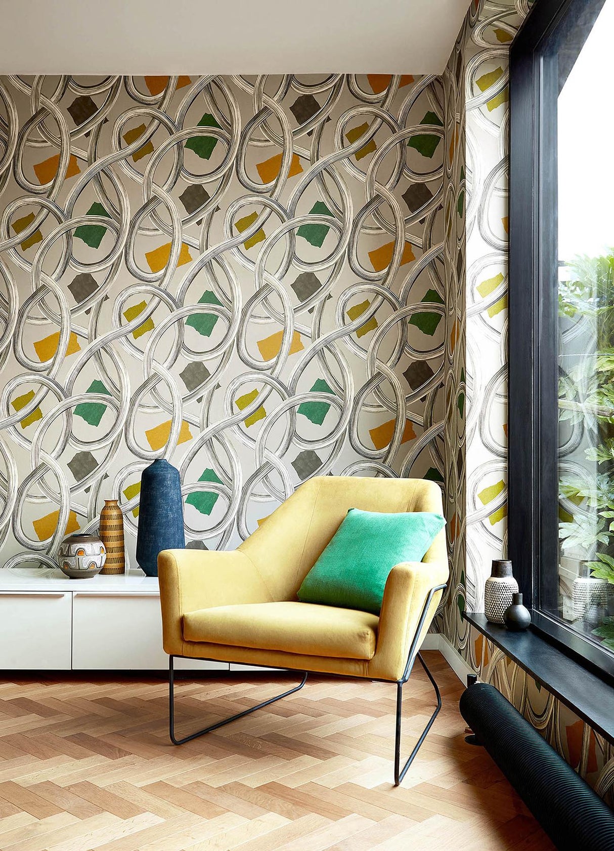 York Calix Grey Twisted Geo+ Wallpaper