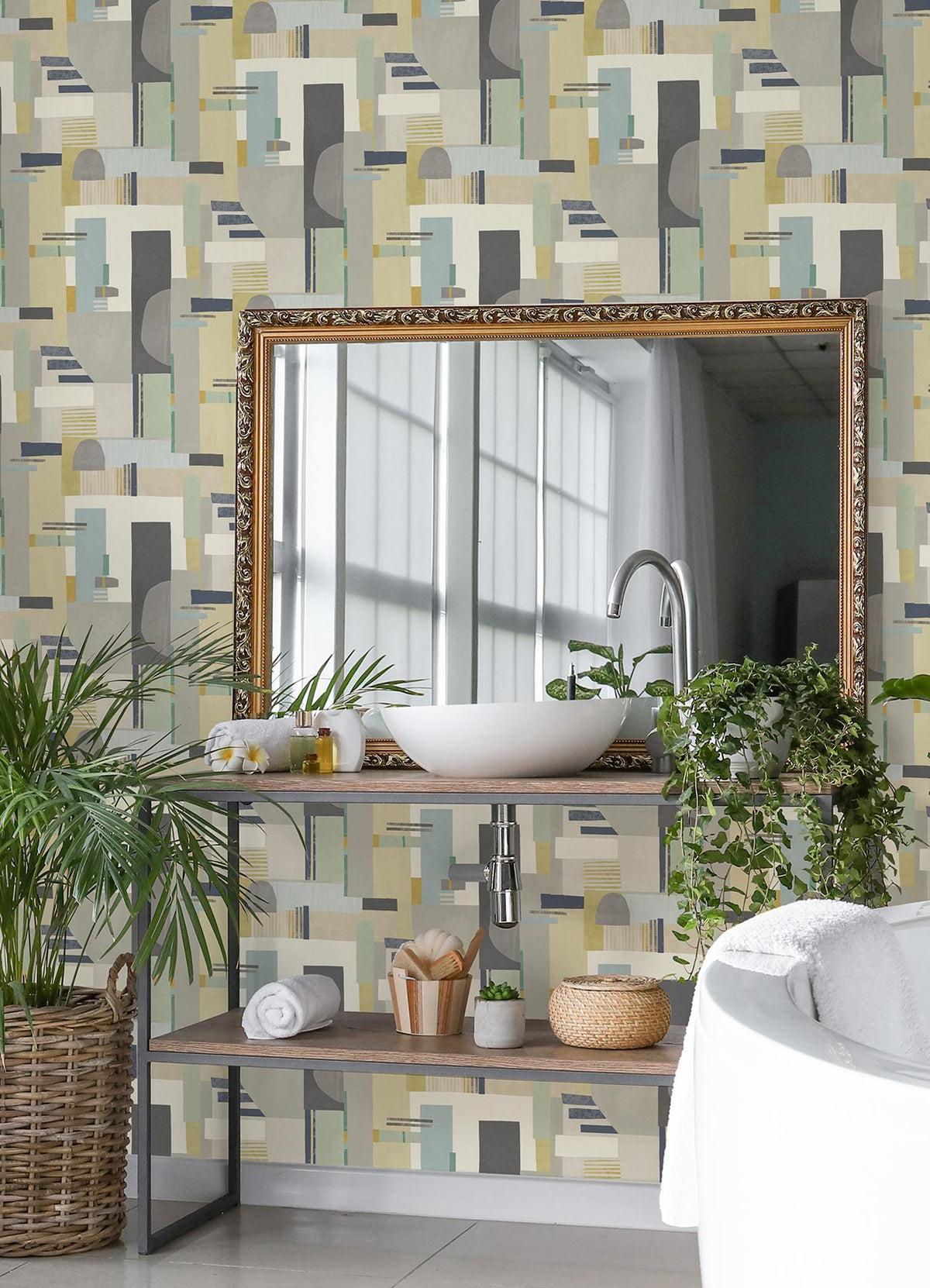 York Rhodes Neutral Blocs Wallpaper