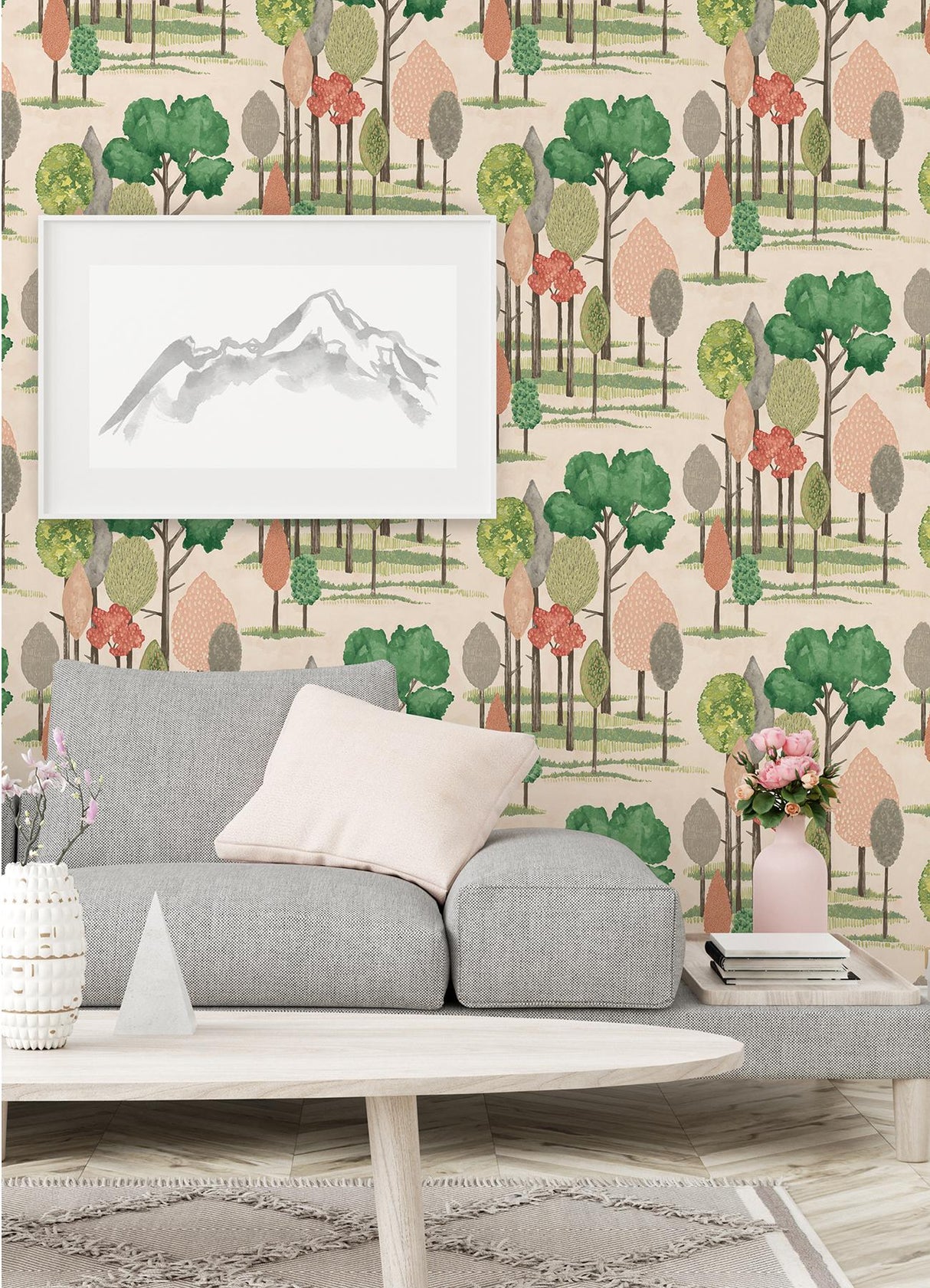 York Cypress Pink Tall Trees Wallpaper