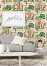 York Cypress Pink Tall Trees Wallpaper