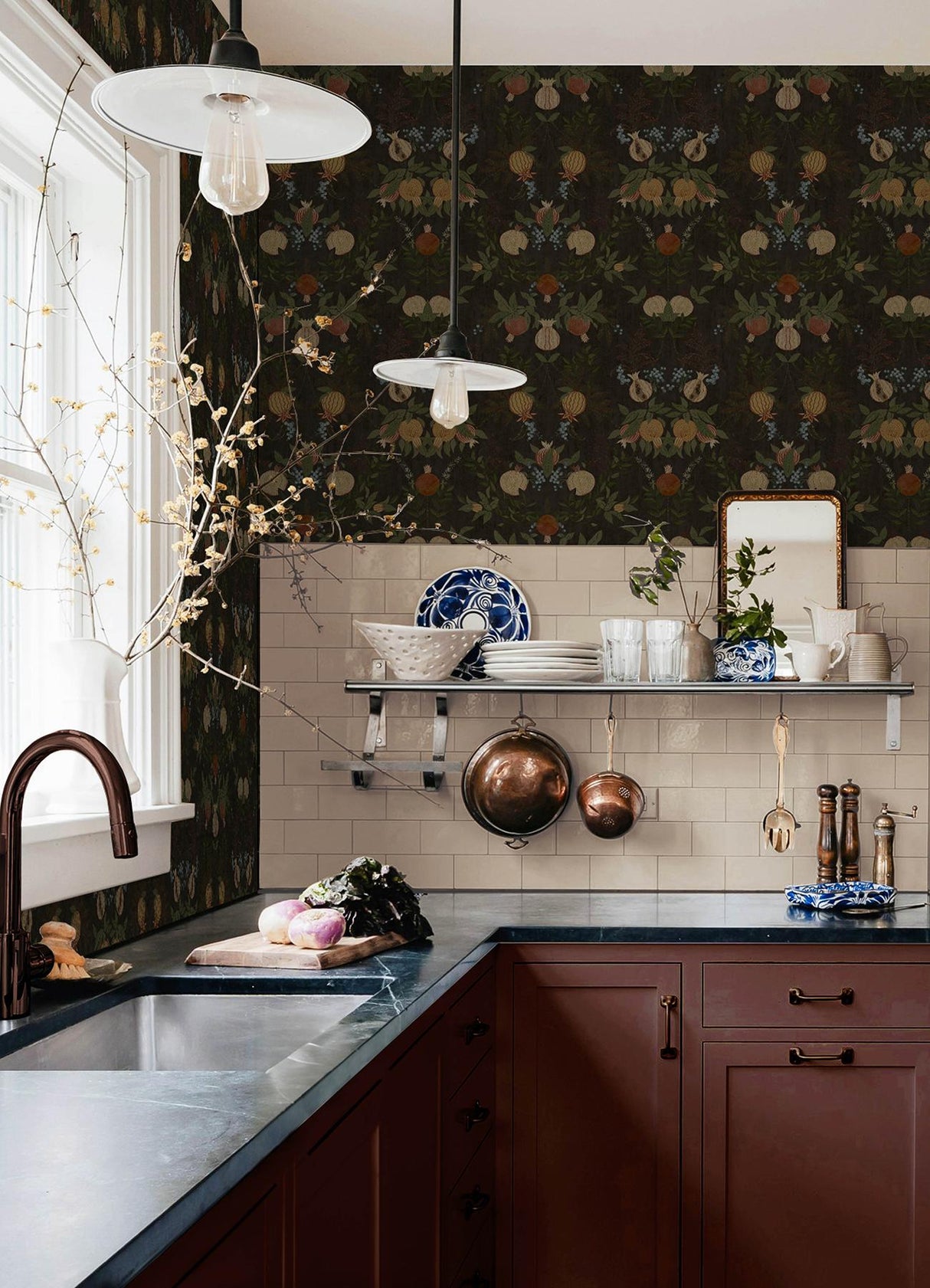 York Melograno Cinder Peel & Stick Wallpaper