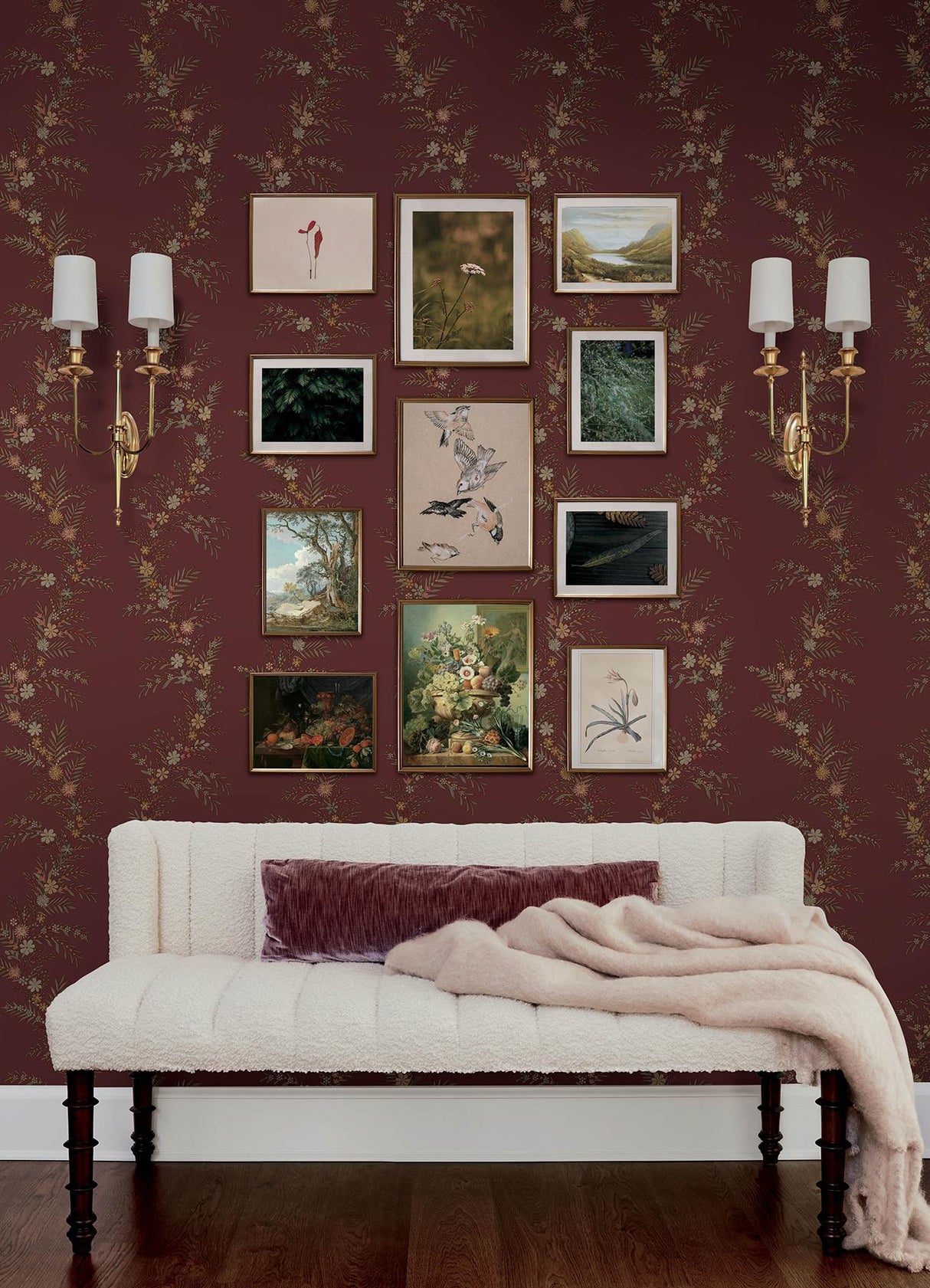 York Posy Cranberry Peel & Stick Wallpaper
