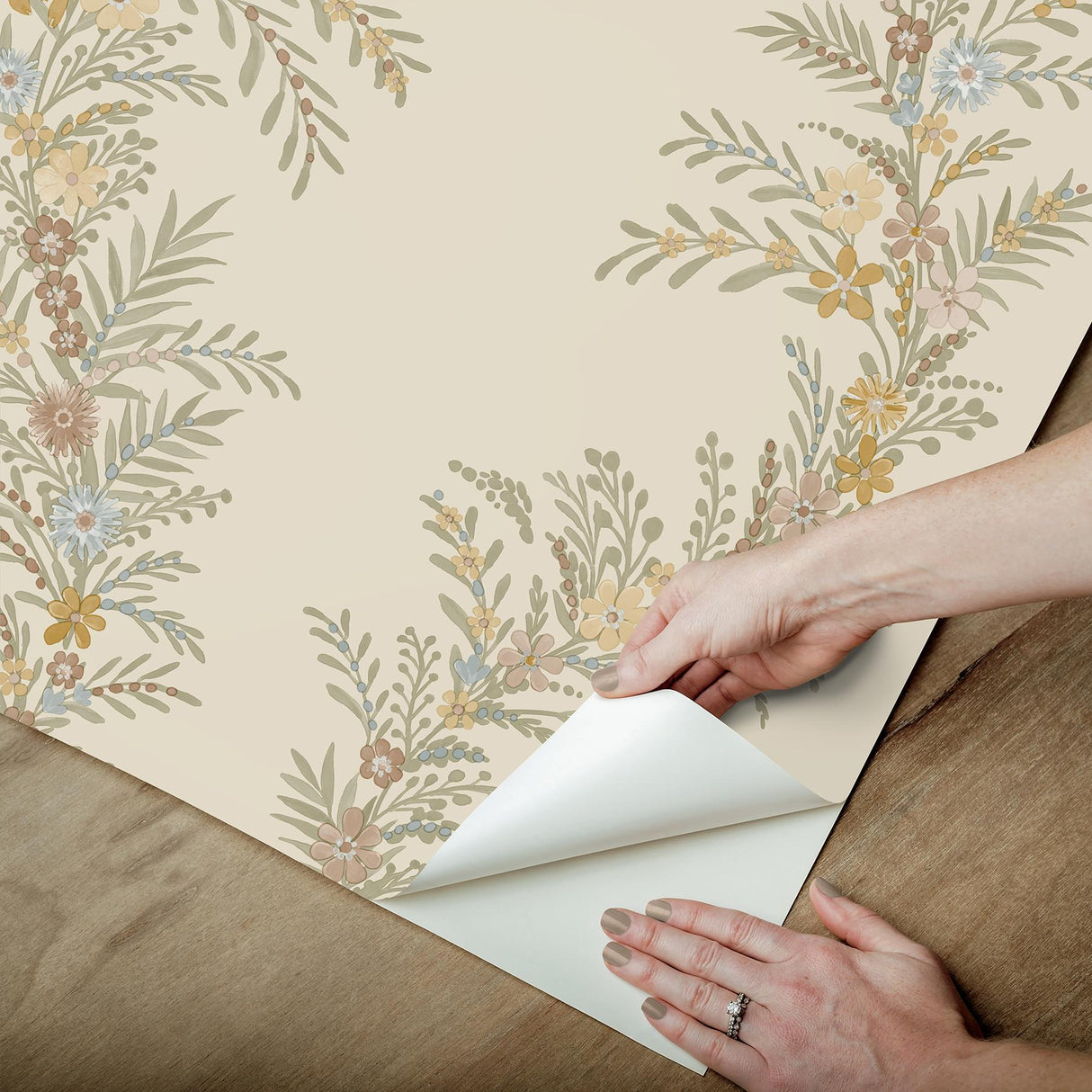 York Posy Vanilla Peel & Stick Wallpaper