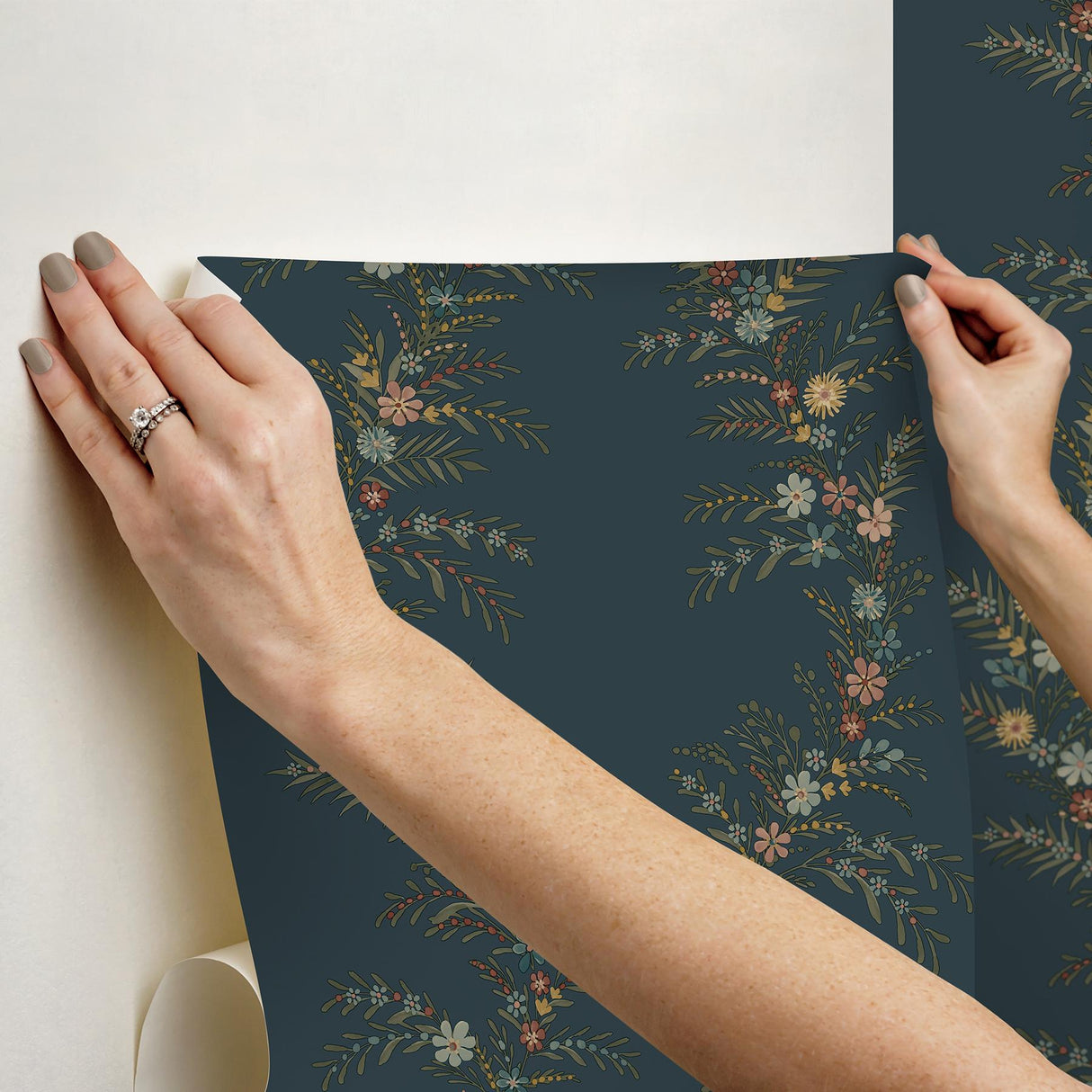 York Posy Midnight Peel & Stick Wallpaper