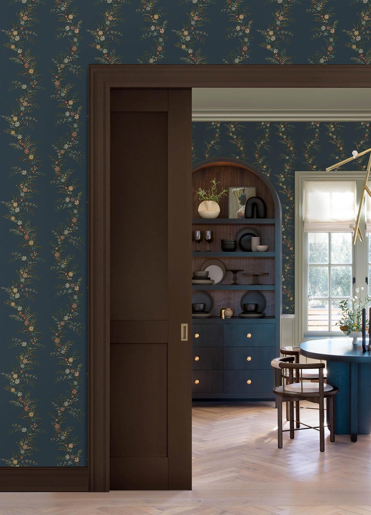 York Posy Midnight Peel & Stick Wallpaper