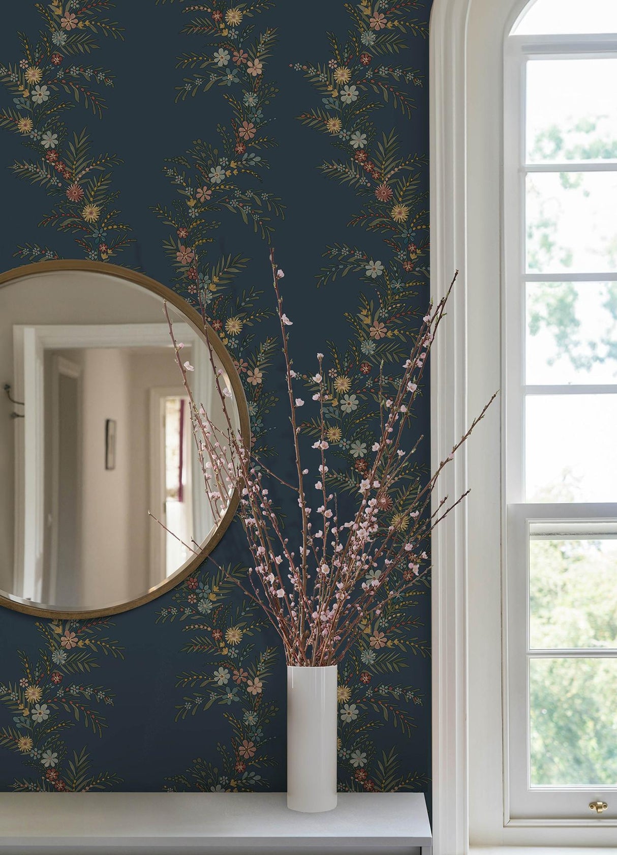 York Posy Midnight Peel & Stick Wallpaper