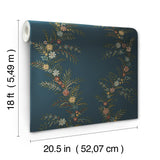 York Posy Midnight Peel & Stick Wallpaper
