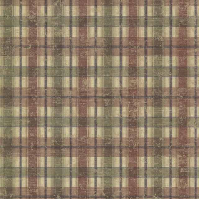 York Nellie Brick Wooden Plaid Wallpaper