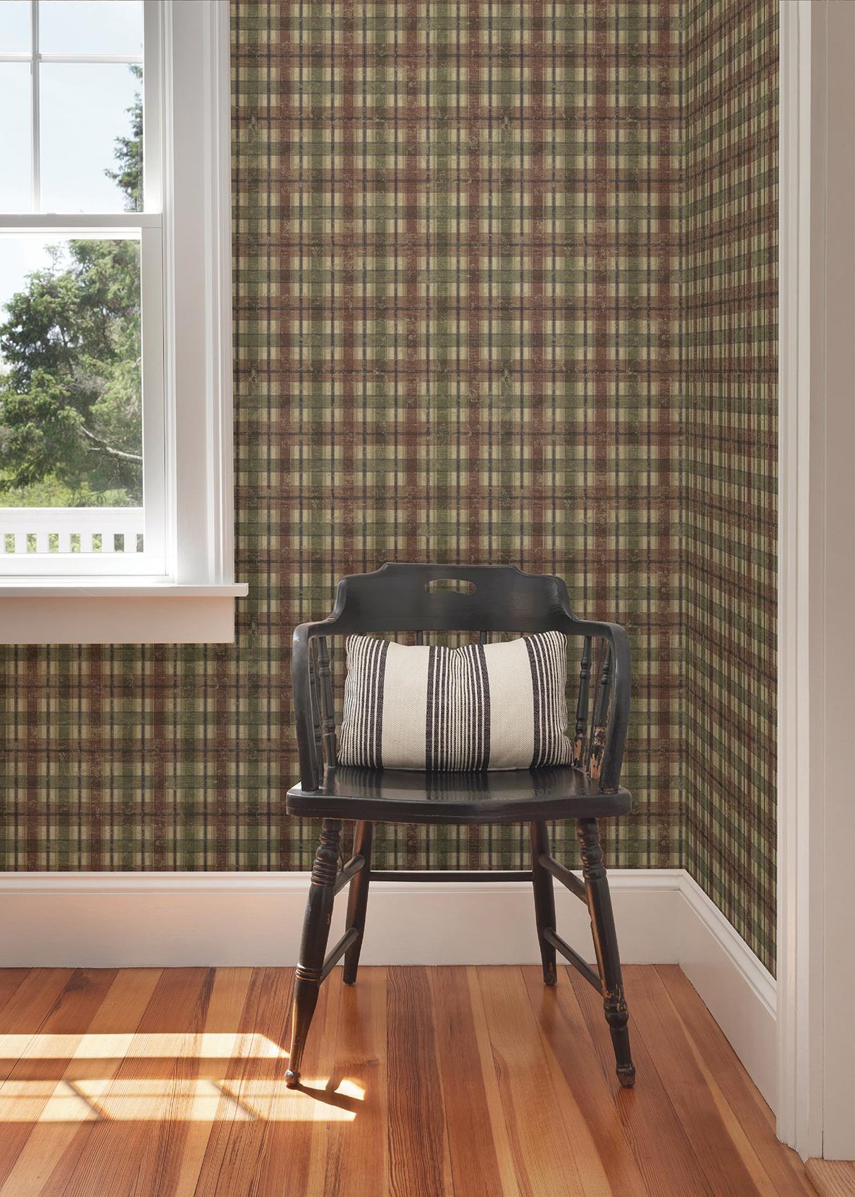 York Nellie Brick Wooden Plaid Wallpaper