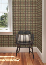 York Nellie Brick Wooden Plaid Wallpaper