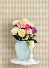 York Greer Aqua Gingham Check Wallpaper