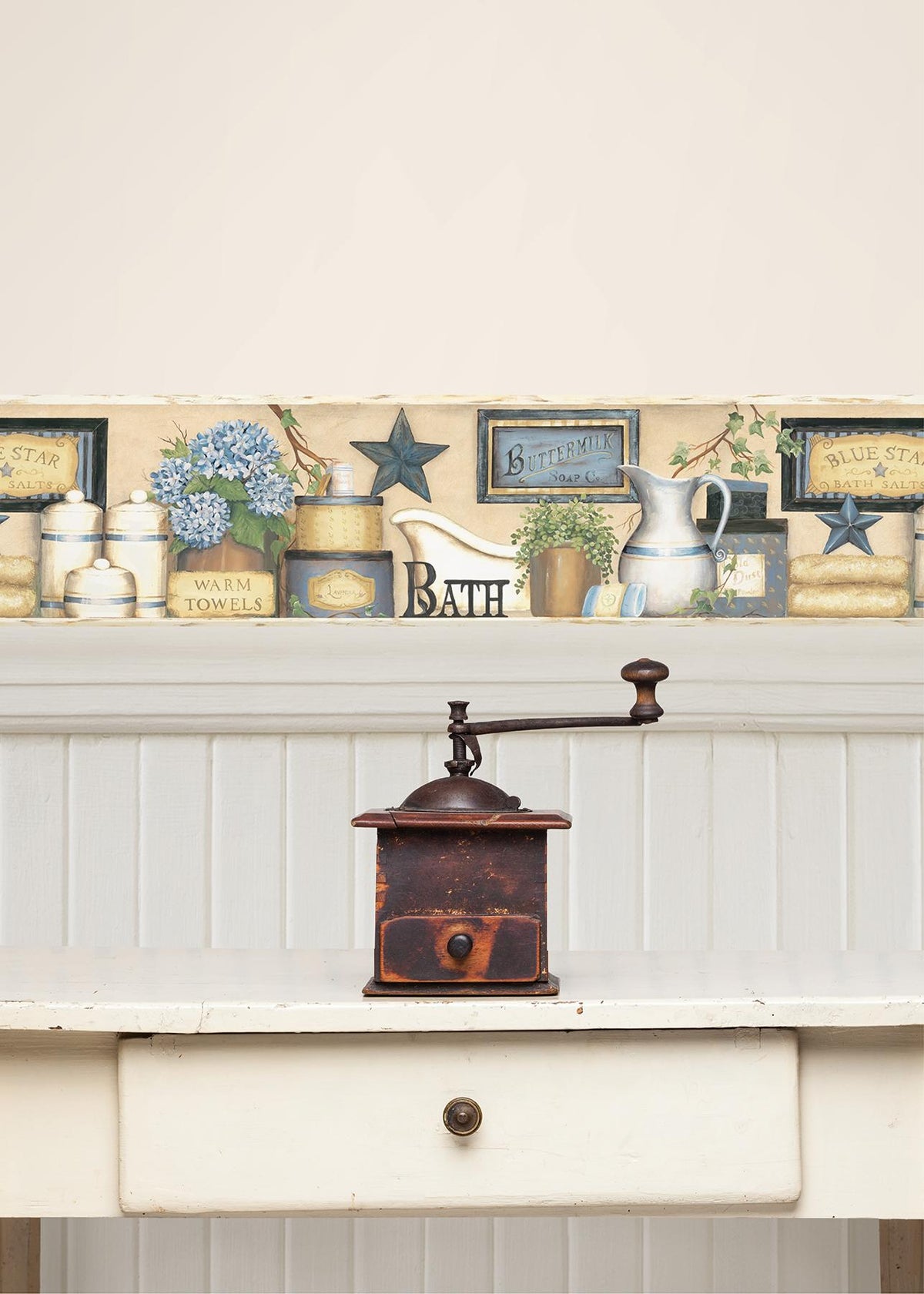York Martha Blue Country Bath Border