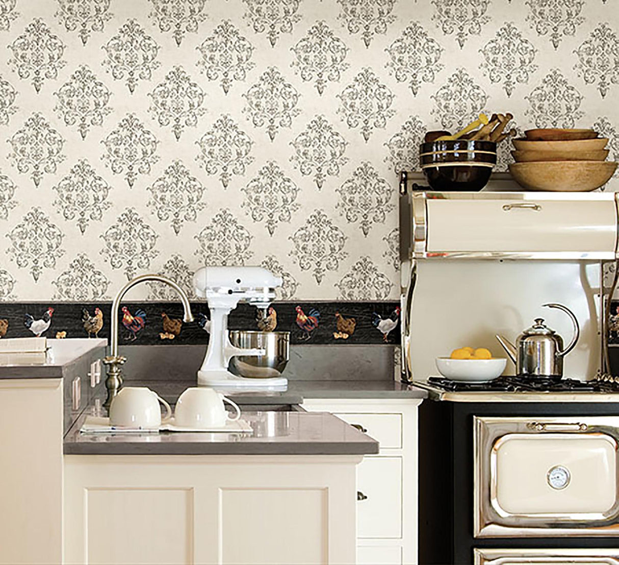 York Arronsburg Ivory Damask Wallpaper