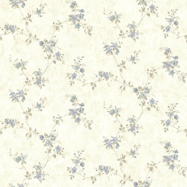 York Rose Valley Sky Floral Trail Wallpaper