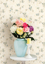York Rose Valley Sky Floral Trail Wallpaper