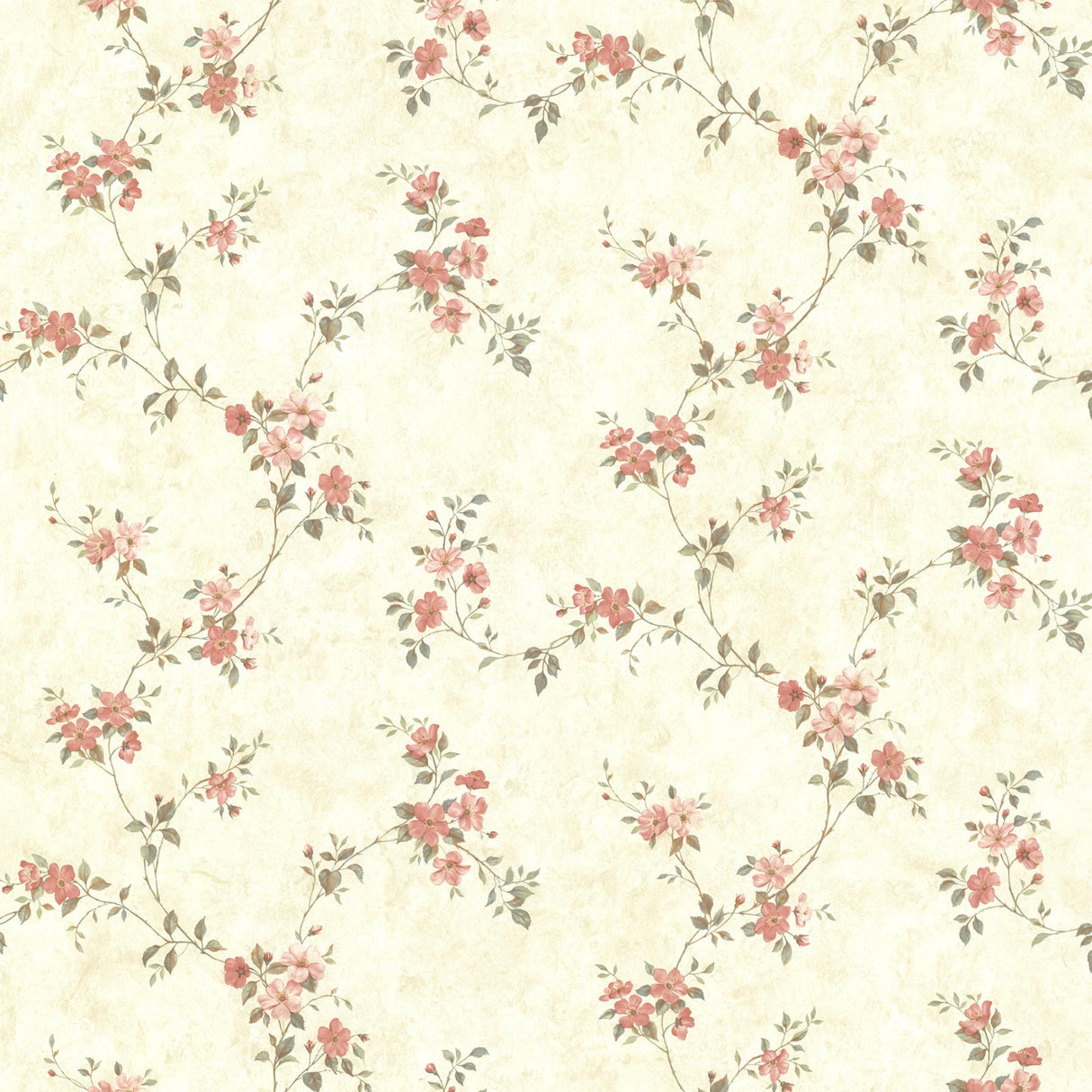York Rose Valley Pink Floral Trail Wallpaper