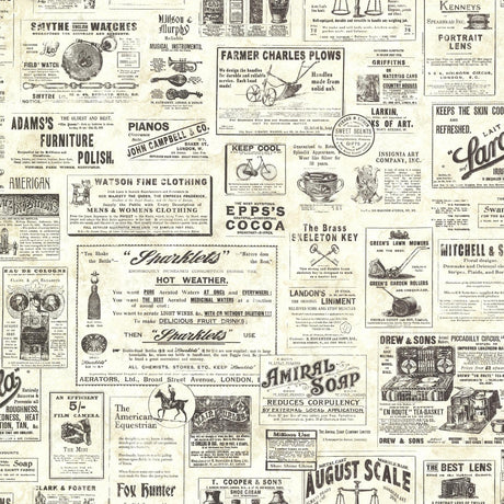 York Adamstown Cream Vintage Newspaper Wallpaper