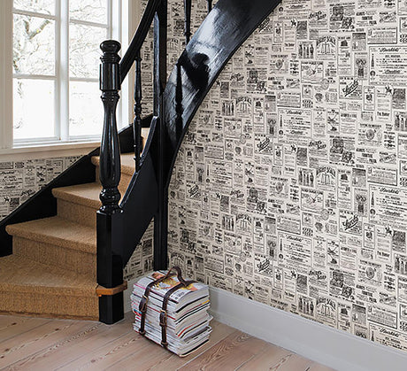 York Adamstown Cream Vintage Newspaper Wallpaper